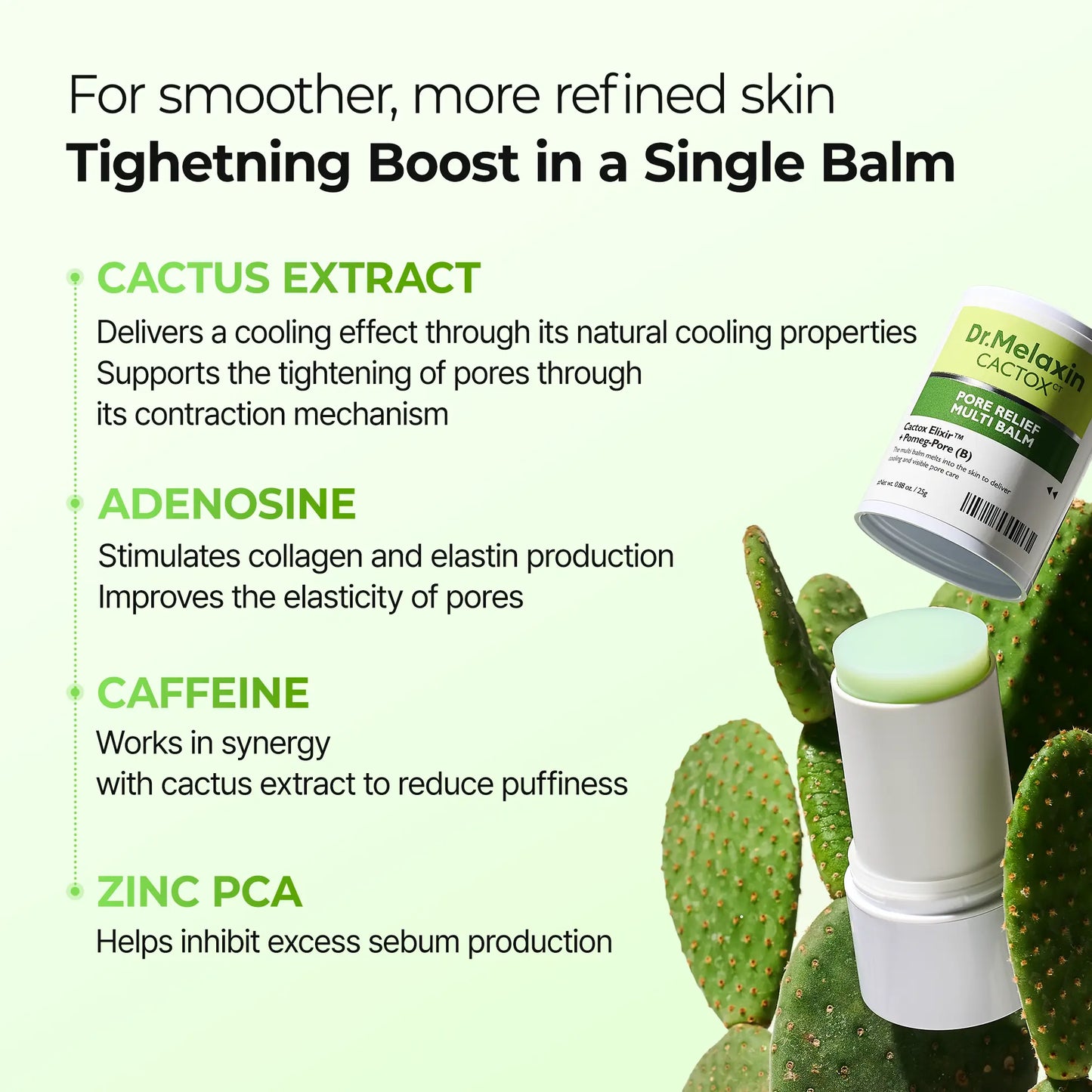 Cactox Pore Relief Multi Balm - Cool & Tighten Pores, Reduce Puffiness for Radiant Skin