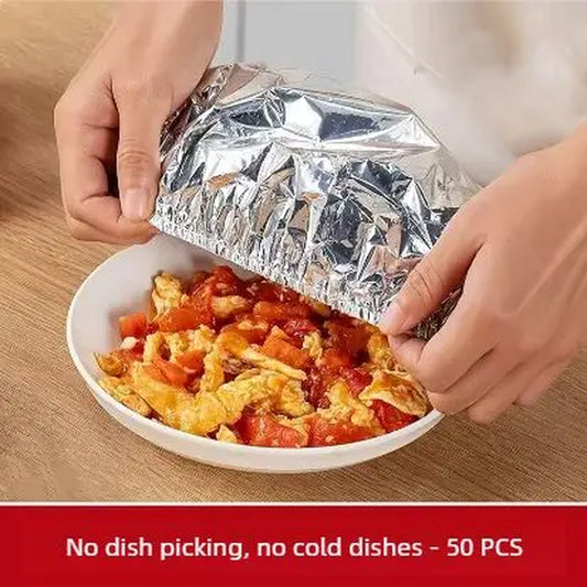 50PCS Premium Aluminum Foil Heat-Retaining Covers for Ultimate Food Freshness and Insulation - Ideal for Home Dining and Storage