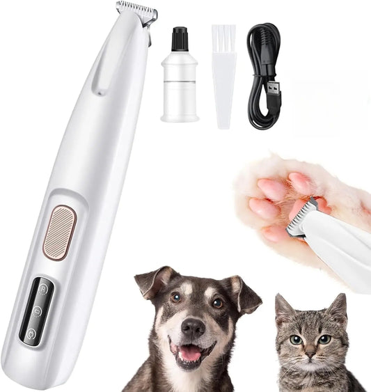 Ultimate Rechargeable Pet Hair Trimmer Kit - Quiet, Cordless Grooming Clippers for Dogs & Cats with LED Light, Waterproof Design, Low Noise for Stress-Free Grooming