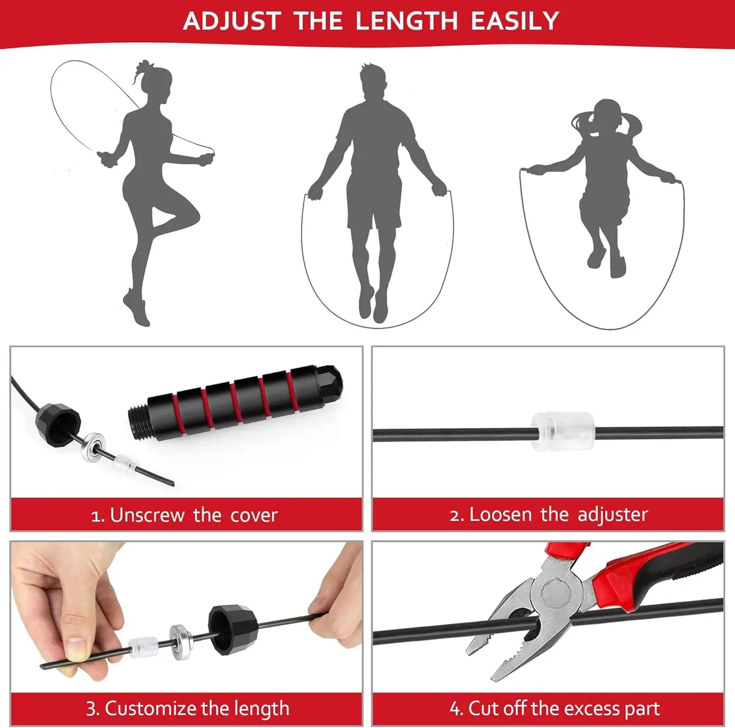 Pro Speed Adjustable Jump Rope - Tangle-Free Skipping Rope with Smooth Ball Bearing, Ergonomic Handles for All Ages - Perfect for Home, School & Gym Workouts