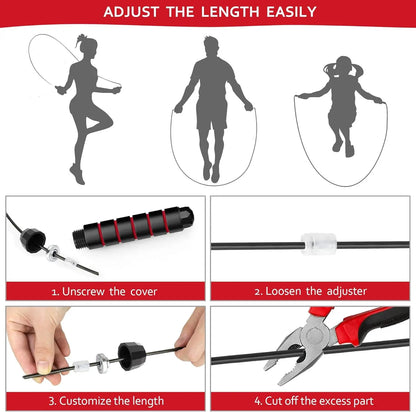 Pro Speed Adjustable Jump Rope - Tangle-Free Skipping Rope with Smooth Ball Bearing, Ergonomic Handles for All Ages - Perfect for Home, School & Gym Workouts