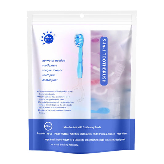 Disposable Mini Toothbrushes with Toothpaste Tongue Scraper Flosses Portable Soft All in 1 Toothbrush Kit for Personal-Hygiene