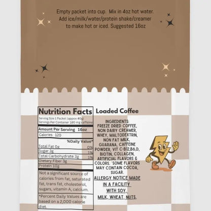 Protein-Packed Coffee Mix – 10G Protein & 180mg Caffeine | Single 16oz Packet | Enjoy Hot or Cold!