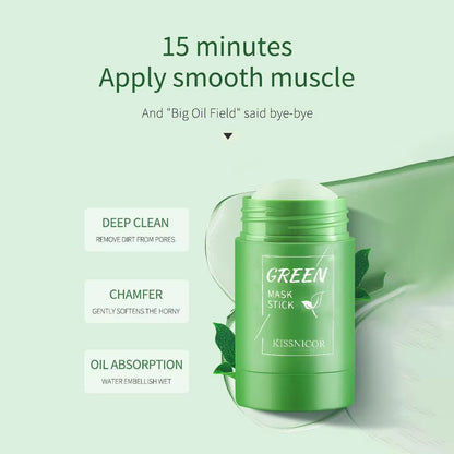 Green Tea Cleansing Stick Mask - Deep Clean Pores & Remove Blackheads, Moisturizing Facial Treatment, 40G